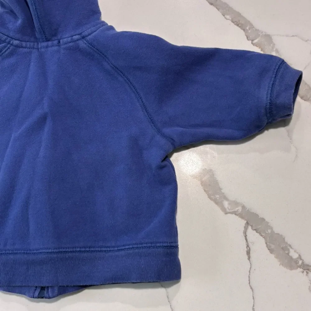 Carter's Infant Baby Blue Hoops Full Zip Hoodie Pockets Size 6M Embroidered